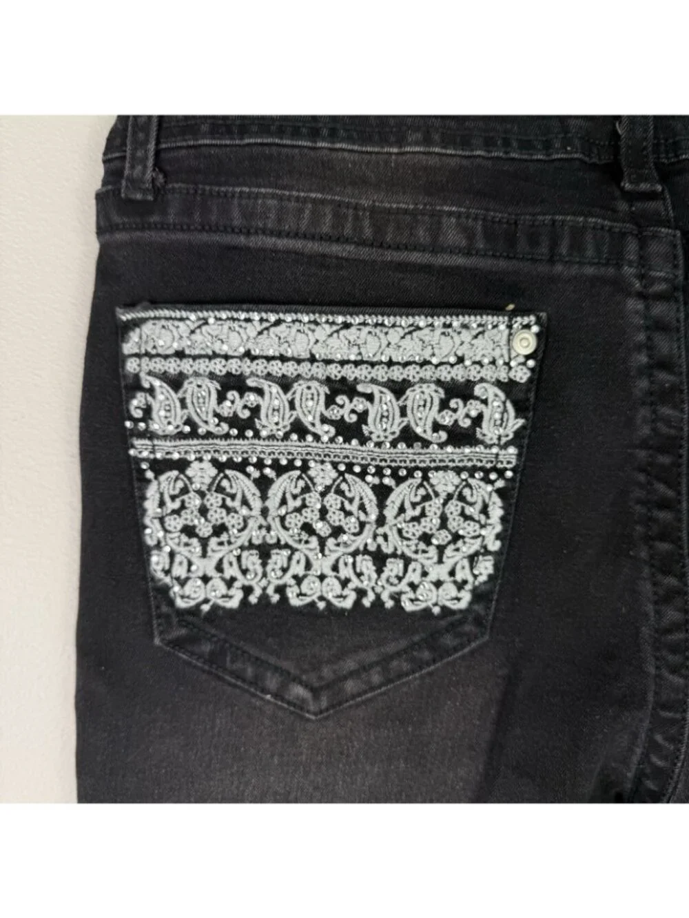 Harper Ivy Bootcut Jeans Womens Size 12/14 Black NWT Embellished Rhinestone